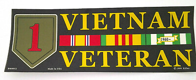 #ad 1ST INFANTRY VIETNAM VETERAN 9 3 4quot; Military Bumper Sticker BM0052 EE $4.99