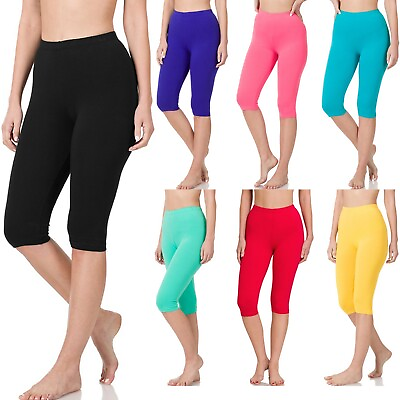 #ad Womens Capri Leggings Soft Stretch Workout Fitness Crop High Waisted Yoga Pants $7.99