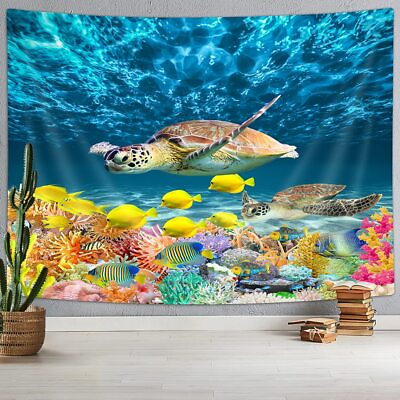 #ad Sea Turtle Ocean Extra Large Tapestry Wall Hanging Sealife Fabric Room Decor $13.36