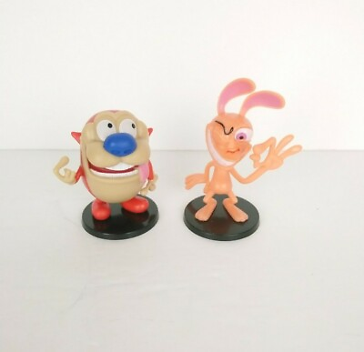 #ad Ren amp; Stimpy Cat Miniature 2quot; Plastic Toy Figures Nickelodeon Colorful Figurines $13.49