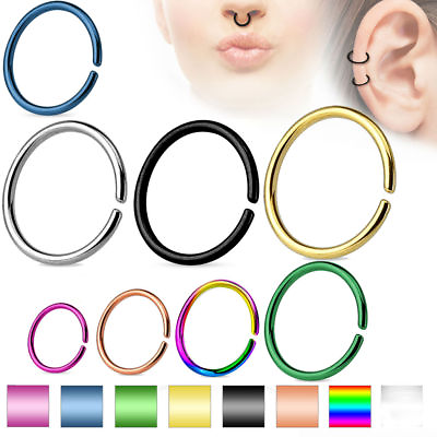 #ad Cartilage Tragus Septum Nose Hoop Ring C Shaped Titanium Annealed 14161820 G $3.99