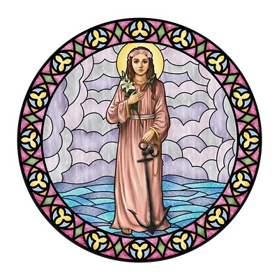 St. Philomena Stained Glass Static Decal Vinyl SIZE: 5 3 4quot; Dia $14.99
