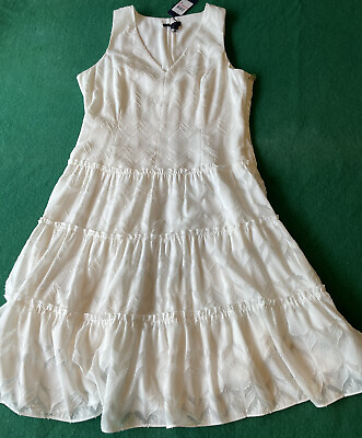 #ad NWT TOMMY HILFIGER Womens Ivory Sleeveless V Neck St Tropez Casual Dress 10 New $45.00