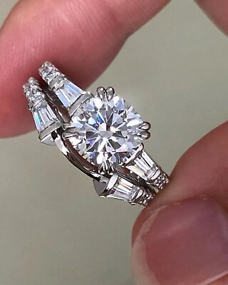 #ad 2.50 Ct White Cushion Cut Simulated Diamond Wedding Ring Matching 925 Silver Set $92.80