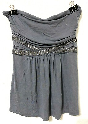 #ad Express womens sleeveless tube top blouse silver plastic accents Gray Small $17.94