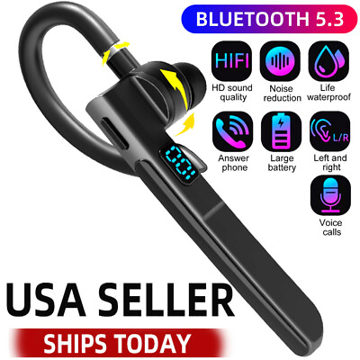 #ad Wireless Bluetooth 5.3 Earpiece Noise Cancelling Trucker Headset Dual Mic Earbud $10.98