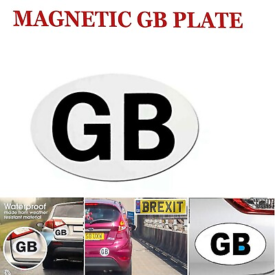 #ad MAGNETIC GB PLATE OVAL STRONG MAGNET NO STICKER REMOVABLE REUSABLE LAW EUROPE GBP 1.90