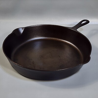 #ad Cast Iron Skillet Mystery Marking 379 Possible Griswold 11 1 4quot; Dual Spout $214.99