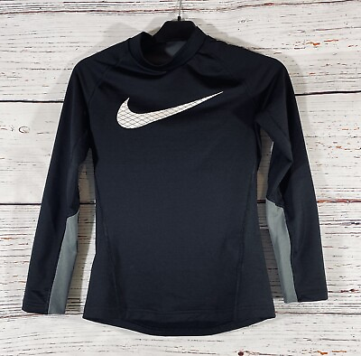 #ad Nike Dri Fit Boys Youth Long Sleeve T Shirt Black Gray Size Medium Free Shipping $13.60