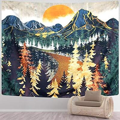 #ad SENYYI Mountain Tapestry Wall Hanging Forest Trees Art Tapestry Sunset Tapestry $15.79