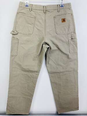 #ad Carhartt B11 DES Mens Size 38x34 Canvas Pants Tan Colored Dungaree Fit OCH2 $29.50