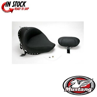 #ad Mustang Studded Wide Solo Seat Removable Backrest Harley FLSTFI FXST 06 17 $657.80