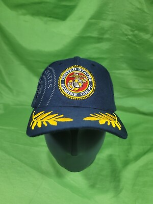 Blue Gold US Marine Corps USMC Globe amp; Anchor Logo Patch Adjustable Baseball Hat $14.99