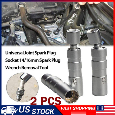 #ad 14mm 16mm Thin Wall Magnetic Swivel Spark Plug Socket 3 8 inch Drive 12 Point US $11.99