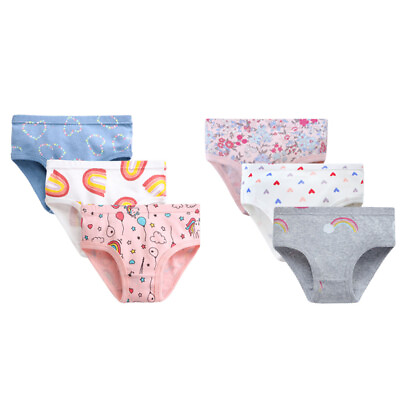 #ad Girls Panties 6Pairs Kids Briefs Cotton Breathable Pants Underwear For 2 7Y $11.45
