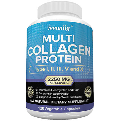 Multi Collagen Protein Complex 2250mg Type IIIIIIVX 30 60 120 Capsules $12.49