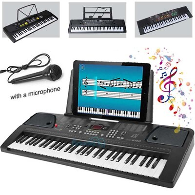 Digital Piano Keyboard 61 Key Portable Electronic Piano with Mic amp; Stand $58.41