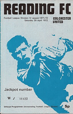 #ad Football Programme Reading v Colchester United Div 4 29 4 1972 GBP 1.00