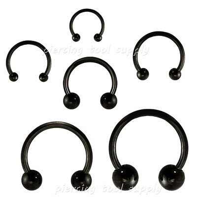 #ad 20G 18G 16G 14G Black PVD Plated Surgical Steel Horseshoe Ear Nose Labret Septum $2.76