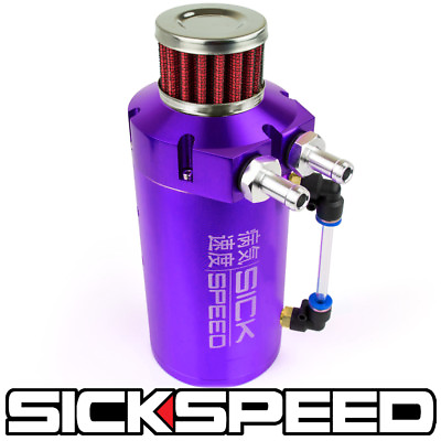 #ad SICKSPEED PURPLE OIL CATCH CAN VENTED BAFFLED ENGINE BREATHER FILTER P2 $79.88