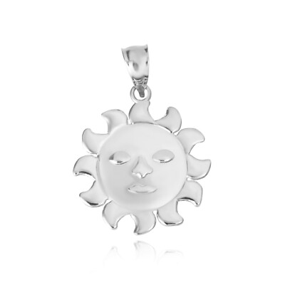 #ad .925 Sterling Silver Celestial Sun Face Pendant Necklace $19.99