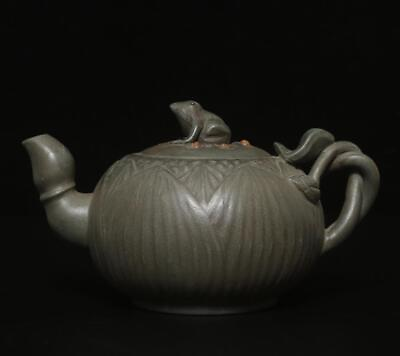 #ad Jiang Rong Signed Old Chinese Handmade Yixing Zisha Teapot w frog $159.99
