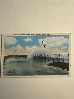 #ad State Reservation During Storm Winthrop Beach MA White Border Postcard $9.99