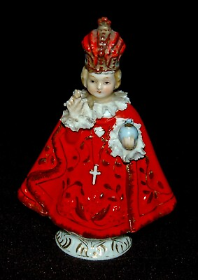 #ad VINTAGE Figurine INFANT OF PRAGUE KW 1426 RARE All Red Variation LEFTON 1950#x27;s $39.90