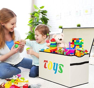 #ad Kids Toy Box Chest Collapsible Storage Bin with Lid Large Toy Storage Organizer $24.99