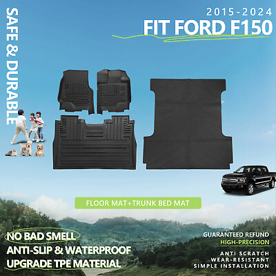 For 2015 2024 Ford F150 TPE Truck Mat Floor Mats Bed Liner Cargo Mat All Weather $192.94