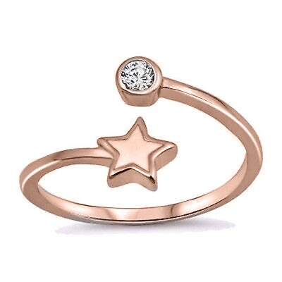 #ad 0.05 ct Moissanite Open Skies Star Adjustable Toe Midi Ring 14K Rose Gold Plated $23.74