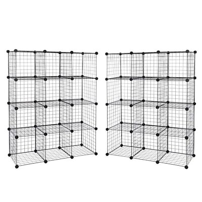 #ad 2PCS 12 Cubes Storage Organizer Rack Shelving Metal Wire Shelves Storage Home $68.58