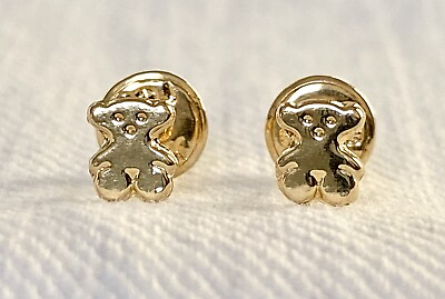 #ad 18k solid real gold earrings: Bear earrings • screw back $90.00