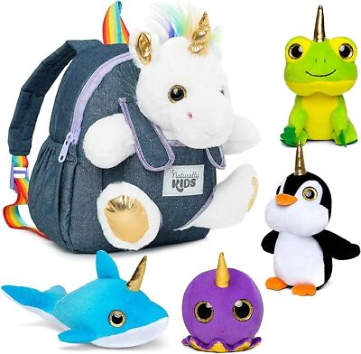 #ad Toddler Backpack With 4 Stuffed Unicorn Plush Toys Gift For Girls amp; Boys $57.98