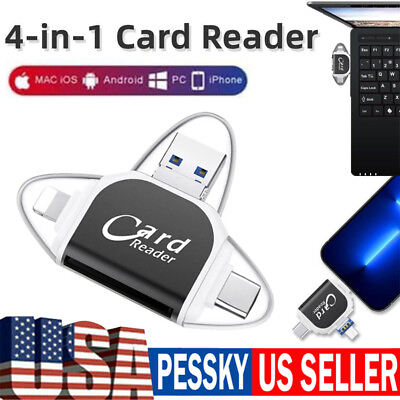 New Multi Port 4 in1 Universal Card Reader Memory Card Reader Multiport Adapter $13.99
