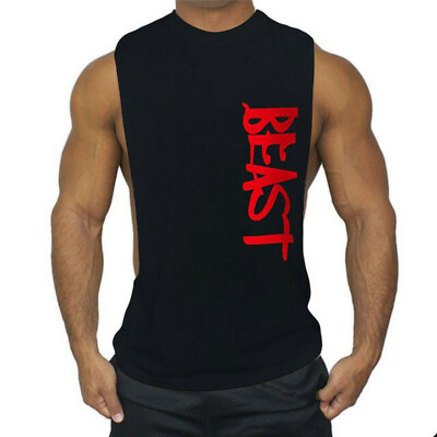 #ad Men#x27;s Workout Tank Top Sports Training Sleeveless Gym Bodybuilding Muscle Shirts $8.99