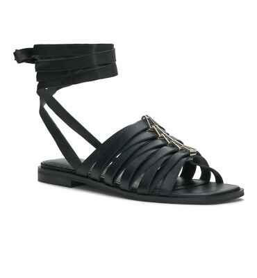 vince camuto Womens Black Levelinn Leather Gladiator Sandals Size 8.5 M US $42.34