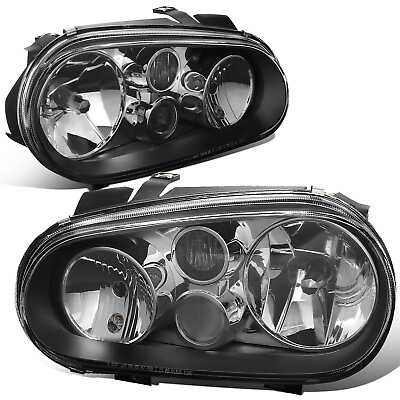 #ad Fit 1999 2006 VW Golf GTI Pair Black Housing Clear Lens Headlight Lamp Set $101.88