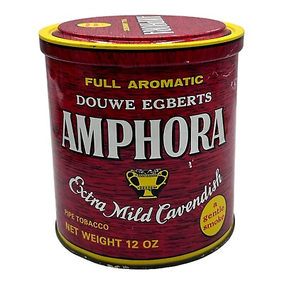 Vintage Amphora Douwe Egberts 12 Oz Red Tobacco Empty Tin Can $10.00