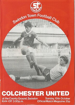#ad Football Programme Swindon Town v Colchester United Div 4 10 10 1982 GBP 1.00