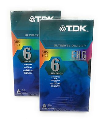 #ad Lot of 2 TDK EHG Blank VHS Tapes Extra High Grade T 120 Sealed Brand New $4.99