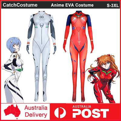 #ad EVA Neon Genesis Evangelion Asuka Ayanami Rei Bodysuit Jumpsuit Cosplay Costume AU $37.99