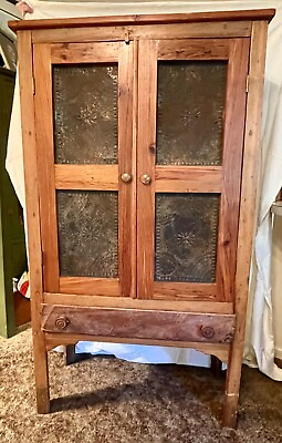#ad Antique Pie Safe 1850’s 4 punch tin panels were copied from original in 1965. $1500.00