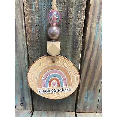 #ad #ad Kindness matters car rearview mirror wooden car hanging charm $14.00