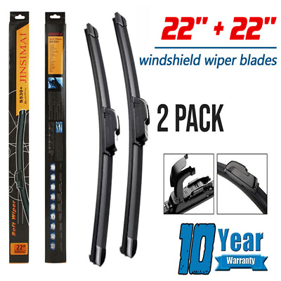 #ad 22quot; 22quot; Bracketless Windshield Wiper Blades Hybrid silicone J HOOK ALL SEASON $7.35
