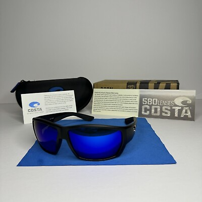 Costa Del Mar Tuna Alley Sunglasses for Men Black Blue 580p Polarized Lens $79.99