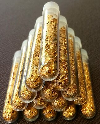 #ad 9 Large Vials.. of Gold Leaf Flakes ..3mil Lowest price online $14.95