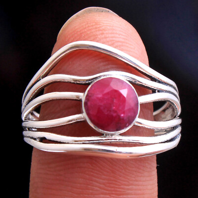#ad Kashmir Ruby Gemstone 925 sterling Silver Jewelry Handmade Ring Size US 7 $11.99