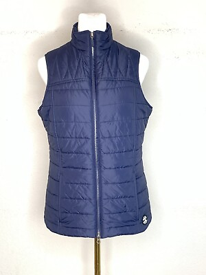 #ad Barbour Womens Quilted Full Zip Sleeveless Jacket Vest South Shield Blue Sz 4 $49.95