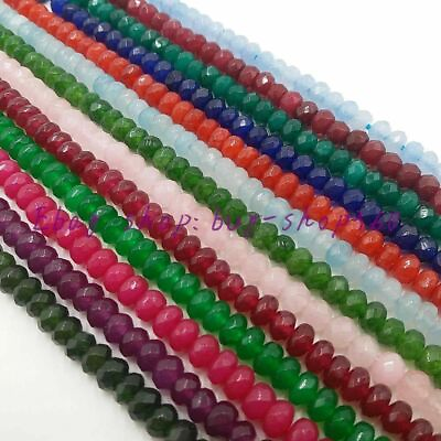 #ad Pretty 4x6mm Natural Faceted Milticolor Gemstone Rondelle Loose Beads 15quot; AAA $3.69